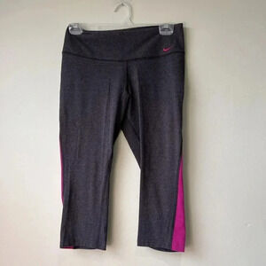 NIKE ‎ DRI FIT YOGA RUNNING FITNESS GRAY PINK CAPRI LEGGINGS Size (M)